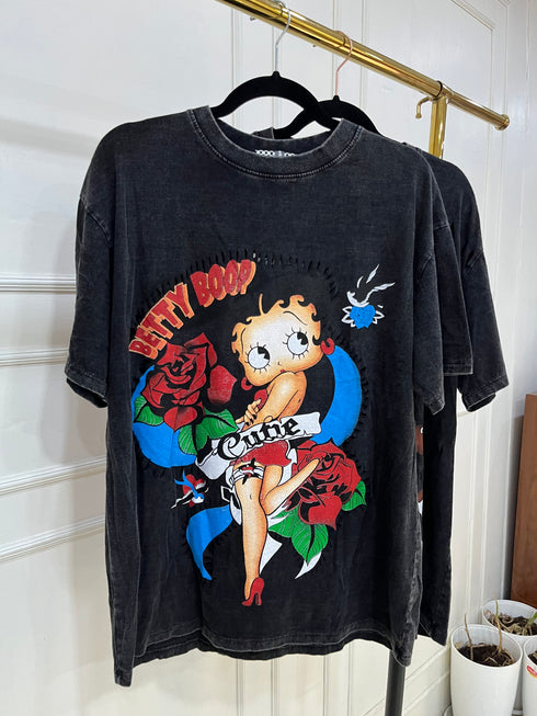 Charcoal Grey Animated Print Oversize T-shirts